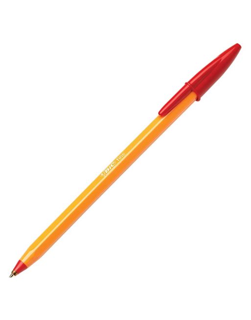 BIC® Orange Bolígrafo de punta de bola, punta fina de 0,8 mm, cuerpo naranja,  tinta verde - Bolígrafos tinta aceite con tapón Kalamazoo